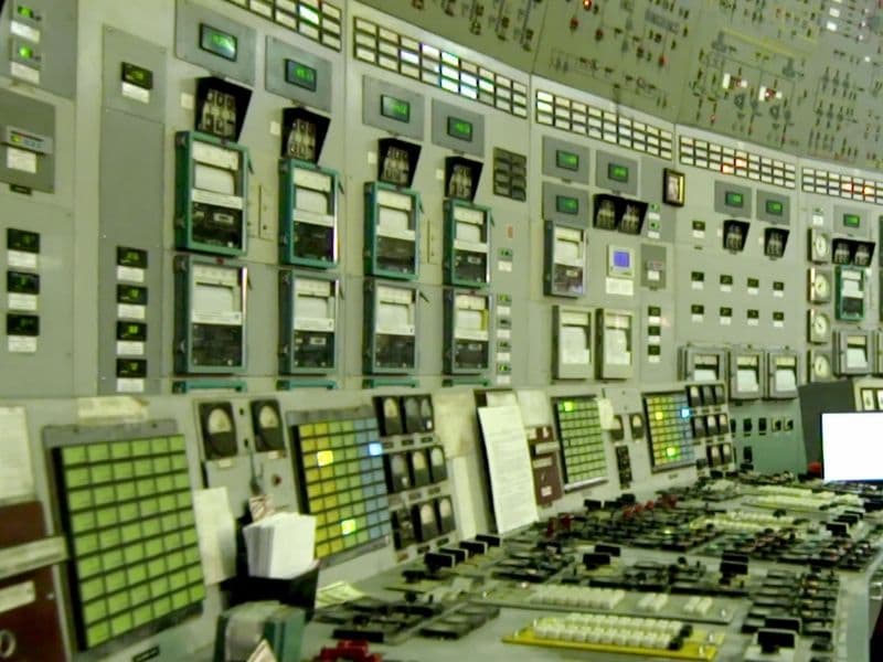 Industrial control panel with warning indicators